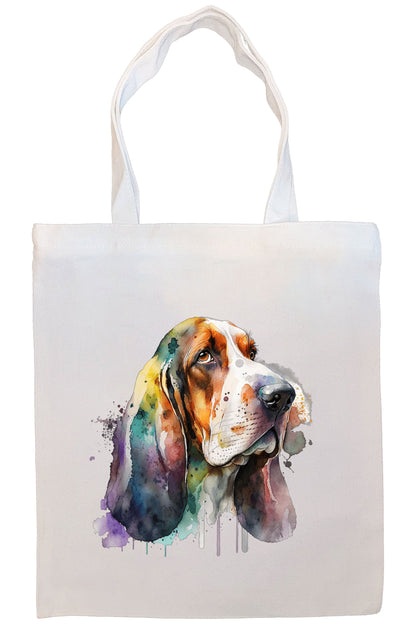 Canvas Tote Bag, Zippered With Handles & Inner Pocket, "Bassett Hound"