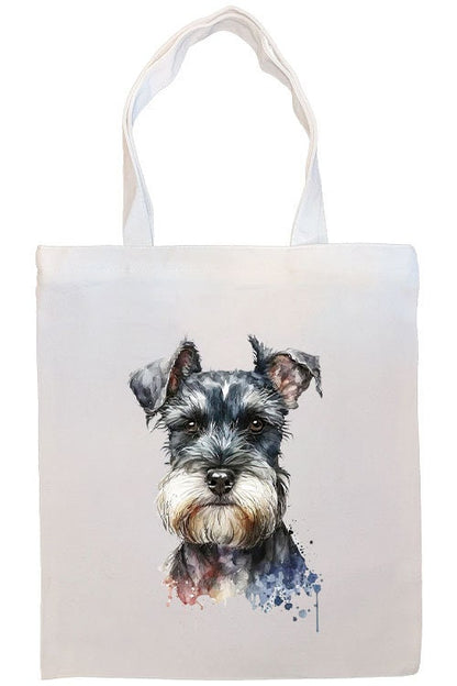 Canvas Tote Bag, Zippered With Handles & Inner Pocket, "Schnauzer"