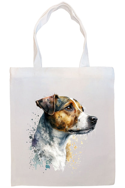 Canvas Tote Bag, Zippered With Handles & Inner Pocket, "Jack Russell Terrier"