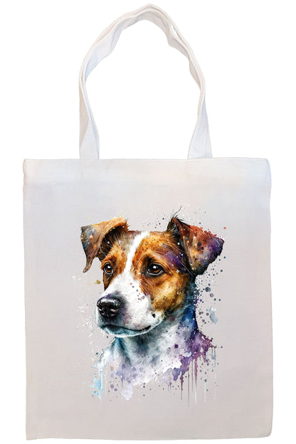 Canvas Tote Bag, Zippered With Handles & Inner Pocket, "Jack Russell Terrier"