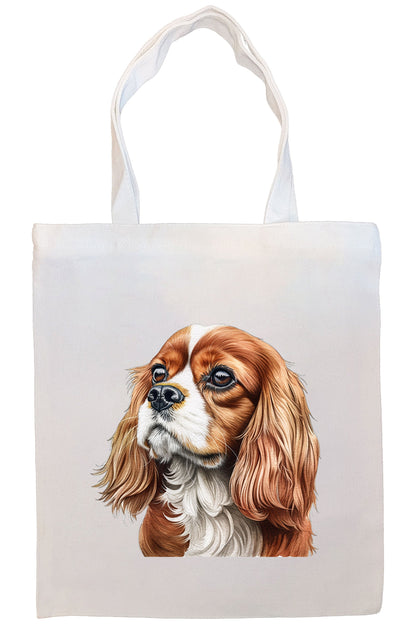 Canvas Tote Bag, Zippered With Handles & Inner Pocket, "Cavalier King Charles Spaniel"