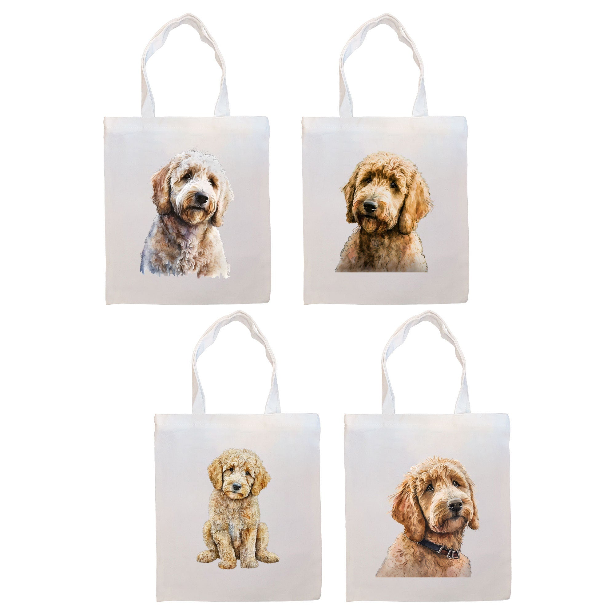 Canvas Tote Bag, Zippered With Handles & Inner Pocket, &quot;Goldendoodle&quot;