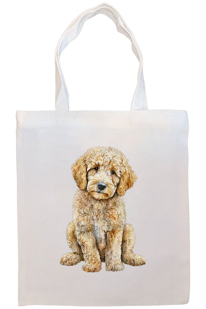 Canvas Tote Bag, Zippered With Handles & Inner Pocket, "Goldendoodle"