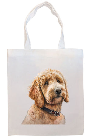 Canvas Tote Bag, Zippered With Handles & Inner Pocket, "Goldendoodle"