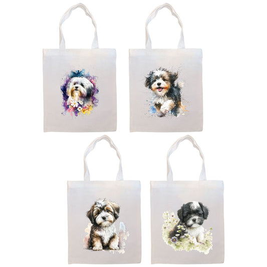 Canvas Tote Bag, Zippered With Handles & Inner Pocket, &quot;Havanese&quot;
