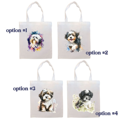 Canvas Tote Bag, Zippered With Handles & Inner Pocket, "Havanese"