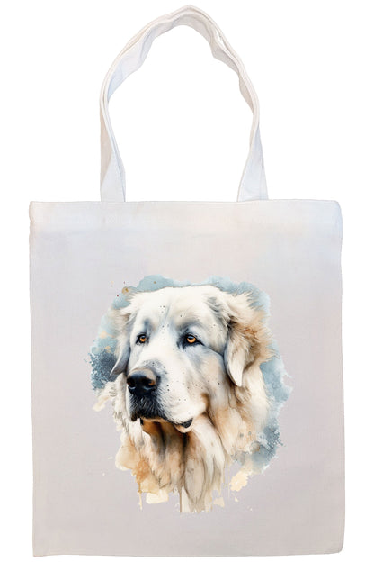 Canvas Tote Bag, Zippered With Handles & Inner Pocket, "Great Pyrenees"