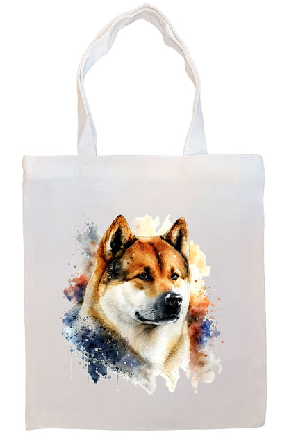 Canvas Tote Bag, Zippered With Handles & Inner Pocket, "Akita"