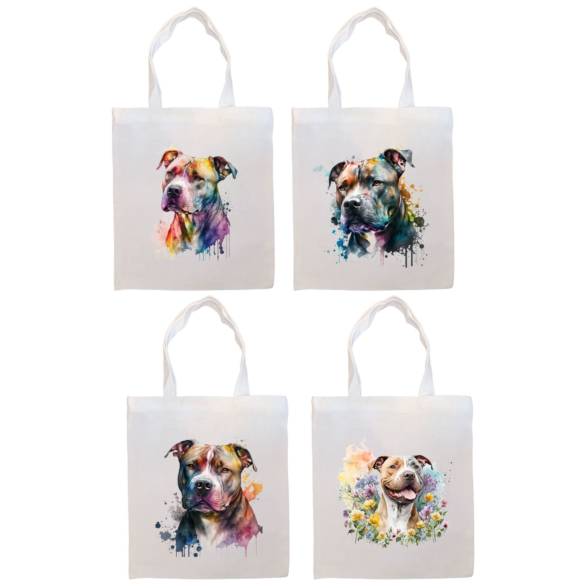 Canvas Tote Bag, Zippered With Handles & Inner Pocket, &quot;Pit Bull&quot;