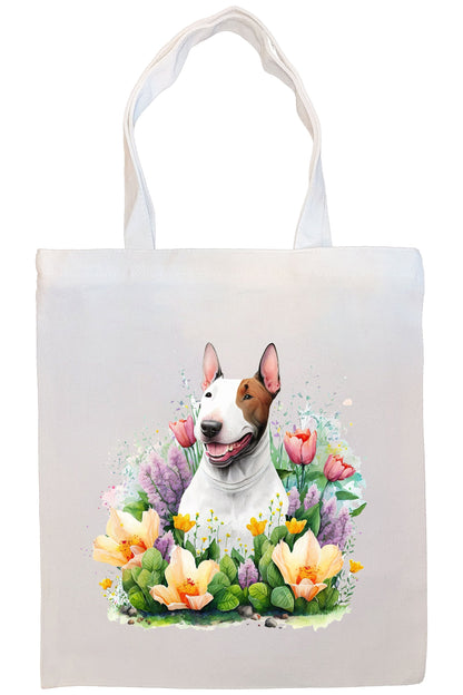 Canvas Tote Bag, Zippered With Handles & Inner Pocket, "Bull Terrier"