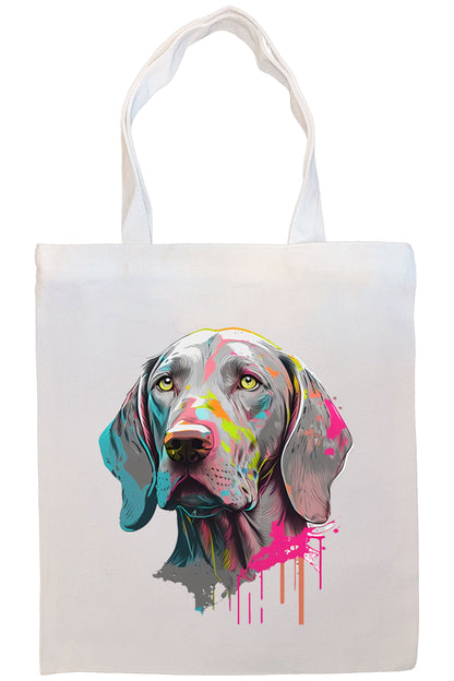 Canvas Tote Bag, Zippered With Handles & Inner Pocket, "Weimaraner"