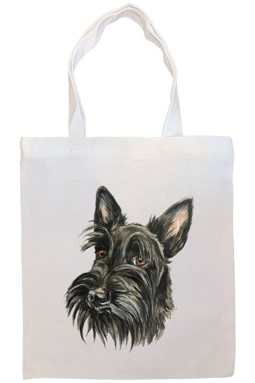 Canvas Tote Bag, Zippered With Handles & Inner Pocket, "Scottish Terrier"