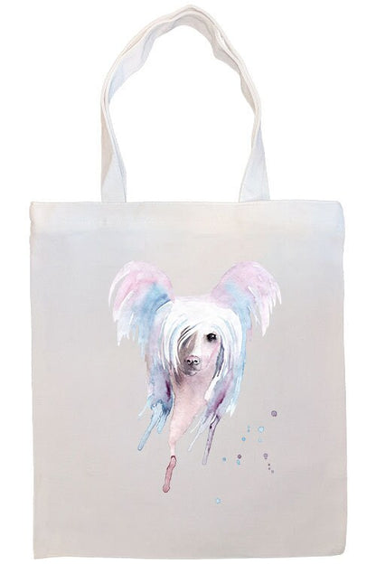 Canvas Tote Bag, Zippered With Handles & Inner Pocket, "Chinese Crested"