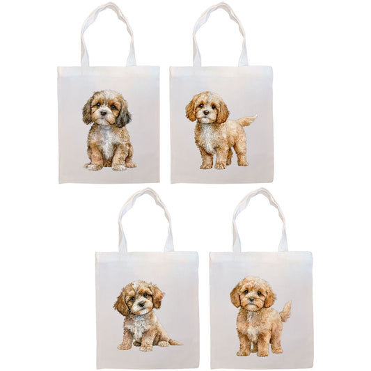 Canvas Tote Bag, Zippered With Handles & Inner Pocket, &quot;Cavapoo&quot;