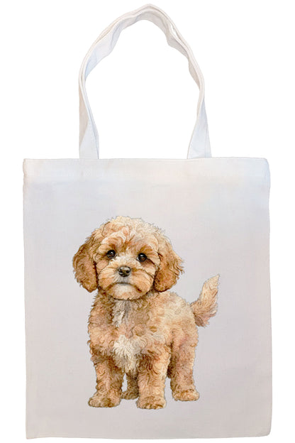 Canvas Tote Bag, Zippered With Handles & Inner Pocket, "Cavapoo"