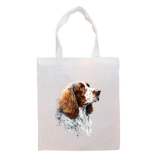 Canvas Tote Bag, Zippered With Handles & Inner Pocket, &quot;Welsh Springer Spaniel&quot;