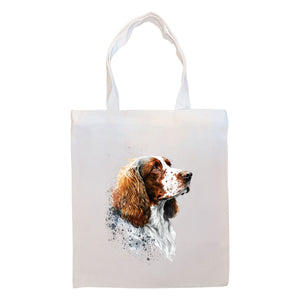 Canvas Tote Bag, Zippered With Handles & Inner Pocket, &quot;Welsh Springer Spaniel&quot;