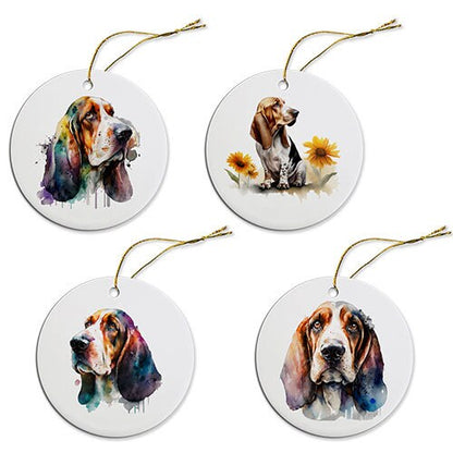 Dog Breed Specific Round Christmas Ornament, &quot;Bassett Hound&quot;