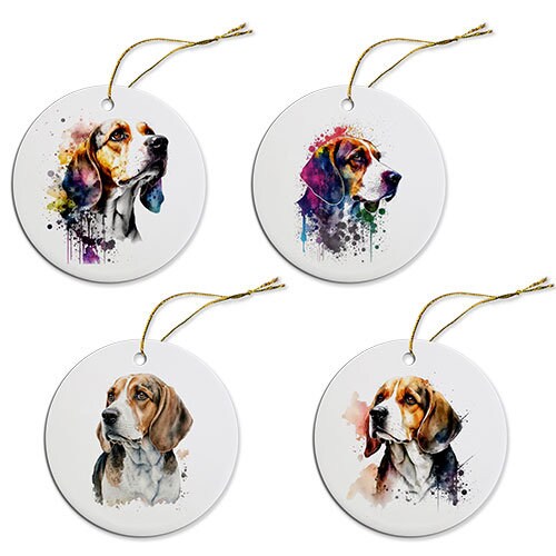 Dog Breed Specific Round Christmas Ornament, &quot;Beagle&quot;