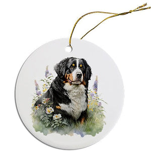 Dog Breed Specific Round Christmas Ornament, "Bernise Mountain Dog"