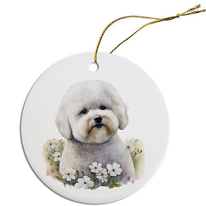 Dog Breed Specific Round Christmas Ornament, "Bichon Frise"