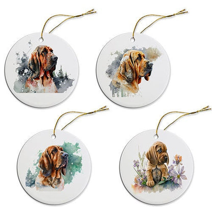 Dog Breed Specific Round Christmas Ornament, &quot;Bloodhound&quot;