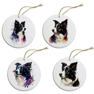 Dog Breed Specific Round Christmas Ornament, &quot;Border Collie&quot;