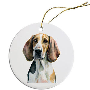 Dog Breed Specific Round Christmas Ornament, "American Foxhound"