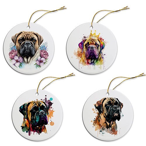 Dog Breed Specific Round Christmas Ornament, &quot;Bullmastiff&quot;