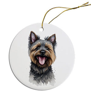 Dog Breed Specific Round Christmas Ornament, "Cairn Terrier"