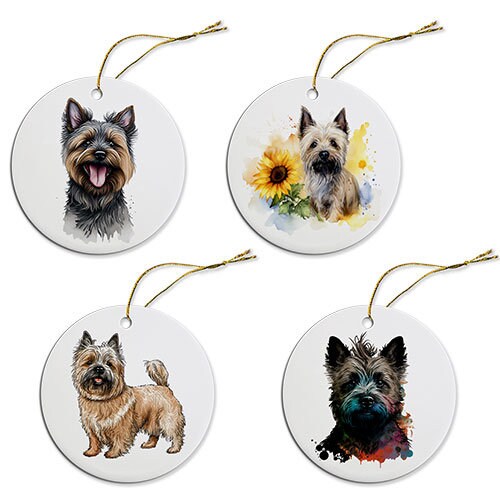 Dog Breed Specific Round Christmas Ornament, &quot;Cairn Terrier&quot;