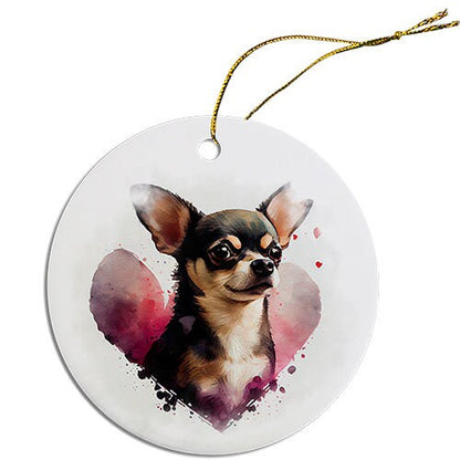 Dog Breed Specific Round Christmas Ornament, "Chihuahua"