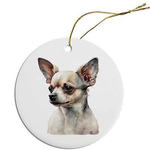 Dog Breed Specific Round Christmas Ornament, "Chihuahua"