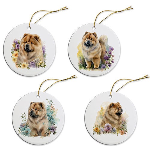 Dog Breed Specific Round Christmas Ornament, &quot;Chow&quot;