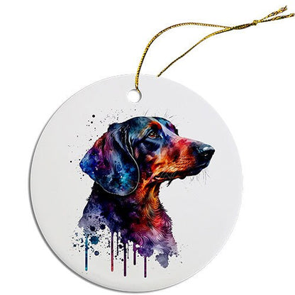 Dog Breed Specific Round Christmas Ornament, "Dachshund"