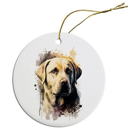 Dog Breed Specific Round Christmas Ornament, "Labrador"