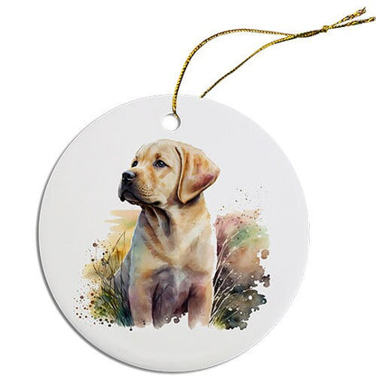 Dog Breed Specific Round Christmas Ornament, "Labrador"