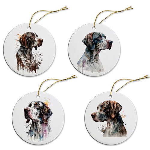 Dog Breed Specific Round Christmas Ornament, &quot;Pointer&quot;