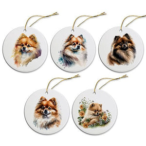 Dog Breed Specific Round Christmas Ornament, &quot;Pomeranian&quot;