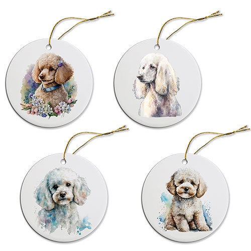 Dog Breed Specific Round Christmas Ornament, &quot;Poodle&quot;