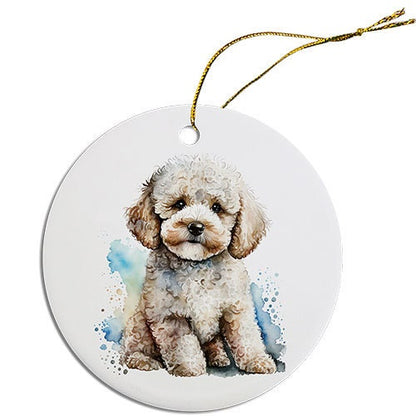 Dog Breed Specific Round Christmas Ornament, "Poodle"