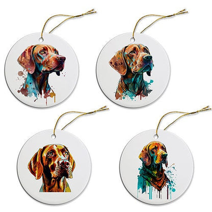 Dog Breed Specific Round Christmas Ornament, &quot;Viszla&quot;