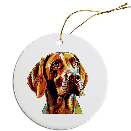 Dog Breed Specific Round Christmas Ornament, "Viszla"