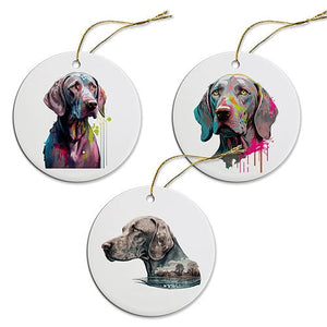 Dog Breed Specific Round Christmas Ornament, &quot;Weimaraner&quot;