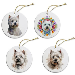 Dog Breed Specific Round Christmas Ornament, &quot;Westie&quot;