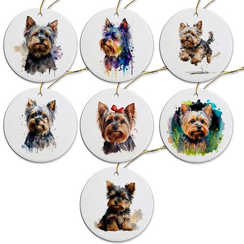 Dog Breed Specific Round Christmas Ornament, &quot;Yorkie&quot;