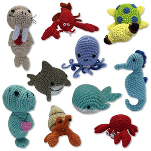 Knit Knacks Organic Cotton Pet & Dog Toys, &quot;Ocean Buddies Group&quot; (Choose from 10 different options!)