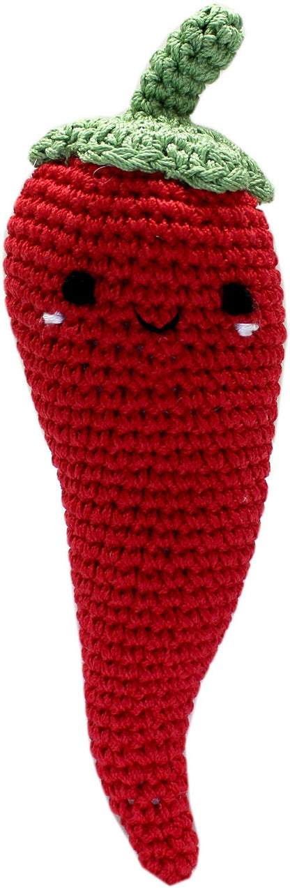 Knit Knacks Organic Cotton Pet & Dog Toys, "Fruits" (Choose from: Strawberries, Pear, Pineapple, Lemon, Chili Pepper, Avocado or Banana)