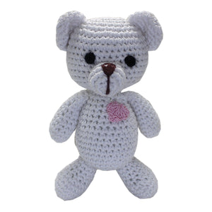Knit Knacks Organic Cotton Pet, Dog & Cat Toy, &quot;Teddy The White Bear&quot;