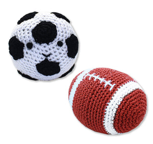 Knit Knacks Organic Cotton Pet & Dog Toys, &quot;Sports Group&quot; (Choose from Soccer or Football)